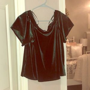 Velvet green off the shoulder top!